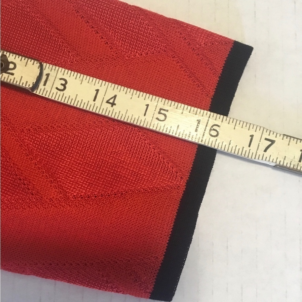 Misook RED/Black trim geometric design cardigan MED - Picture 8 of 9